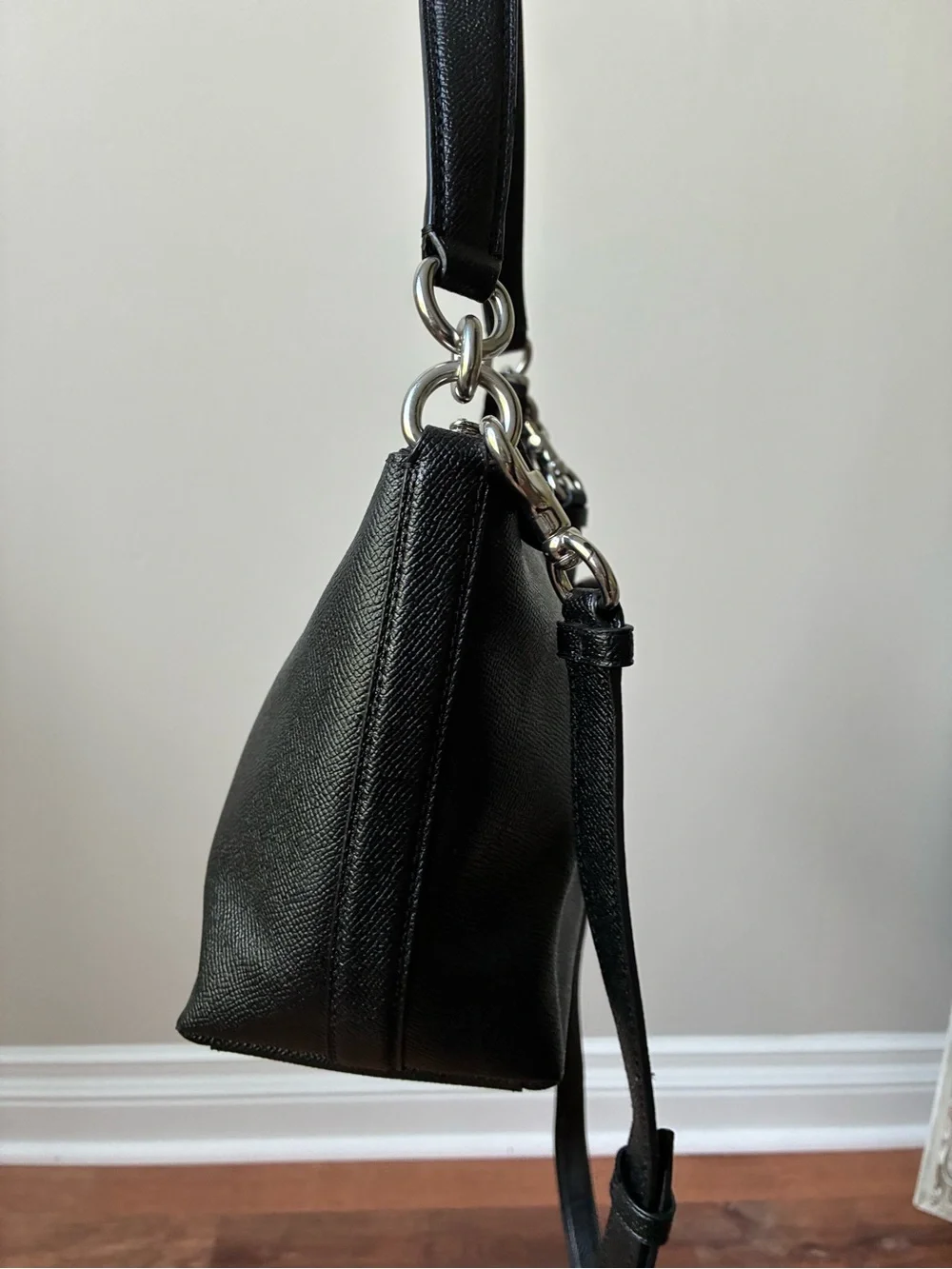 Coach Lewis Leather Crossbody Shoulder Bag, Black / Silver, 80058